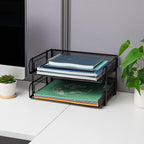 Mind Reader Stackable Paper Tray, Desktop Organizer, File Storage, Metal Mesh - Image 6