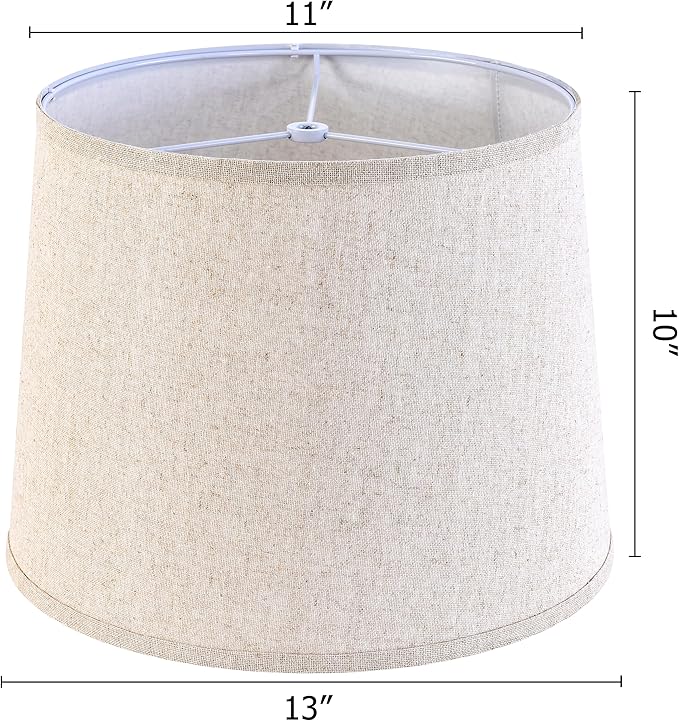 Beige Fabric Lamp Shade Set of 2 Medium Lamp Shades-11"×13"×10" Inch, - Image 2