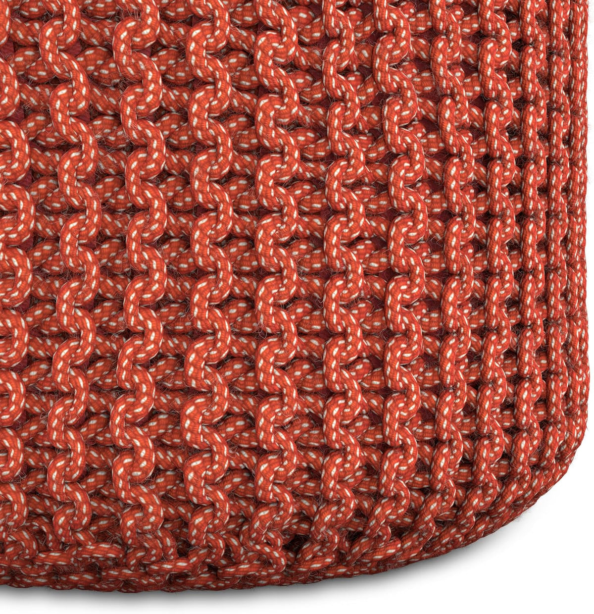 SIMPLIHOME Wynne 18" Wide Round Pouf in Orange PET Polyester