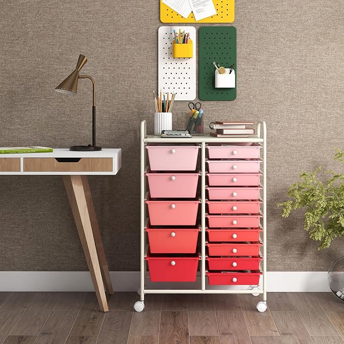 GOFLAME 15-Drawer Rolling Storage Cart, Craft Storage Cart - Image 2