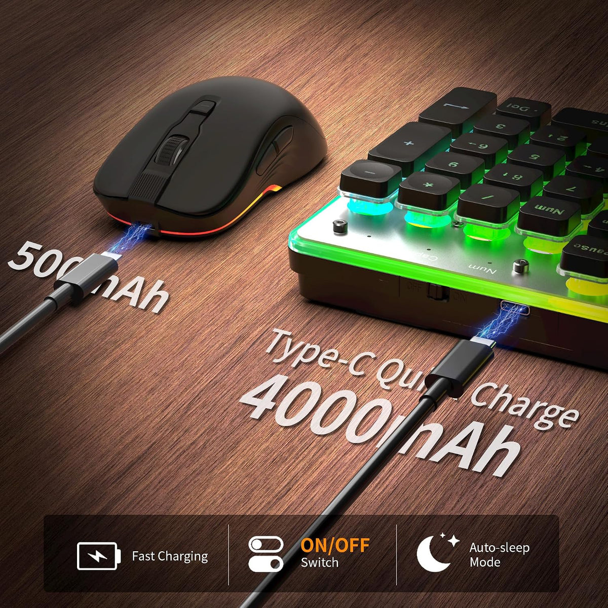 MAGEGEE Wireless Keyboard and Mouse Combo, 2.4G Full Size RGB Keyboard with 1...