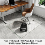 Glass Chair Mat 30" x 48" Tempered Glass Office Chair Mat | Glass Desk Chair Mat with Round Corner and Polished Edge for Smooth Glide, Glass Floor Mat for Carpet Hardwood Floor