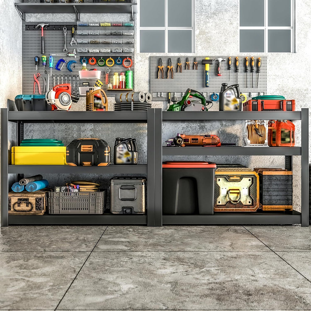 metal garage storage shelves heavy duty shelving unit shown in use