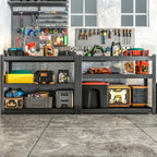 metal garage storage shelves heavy duty shelving unit shown in use