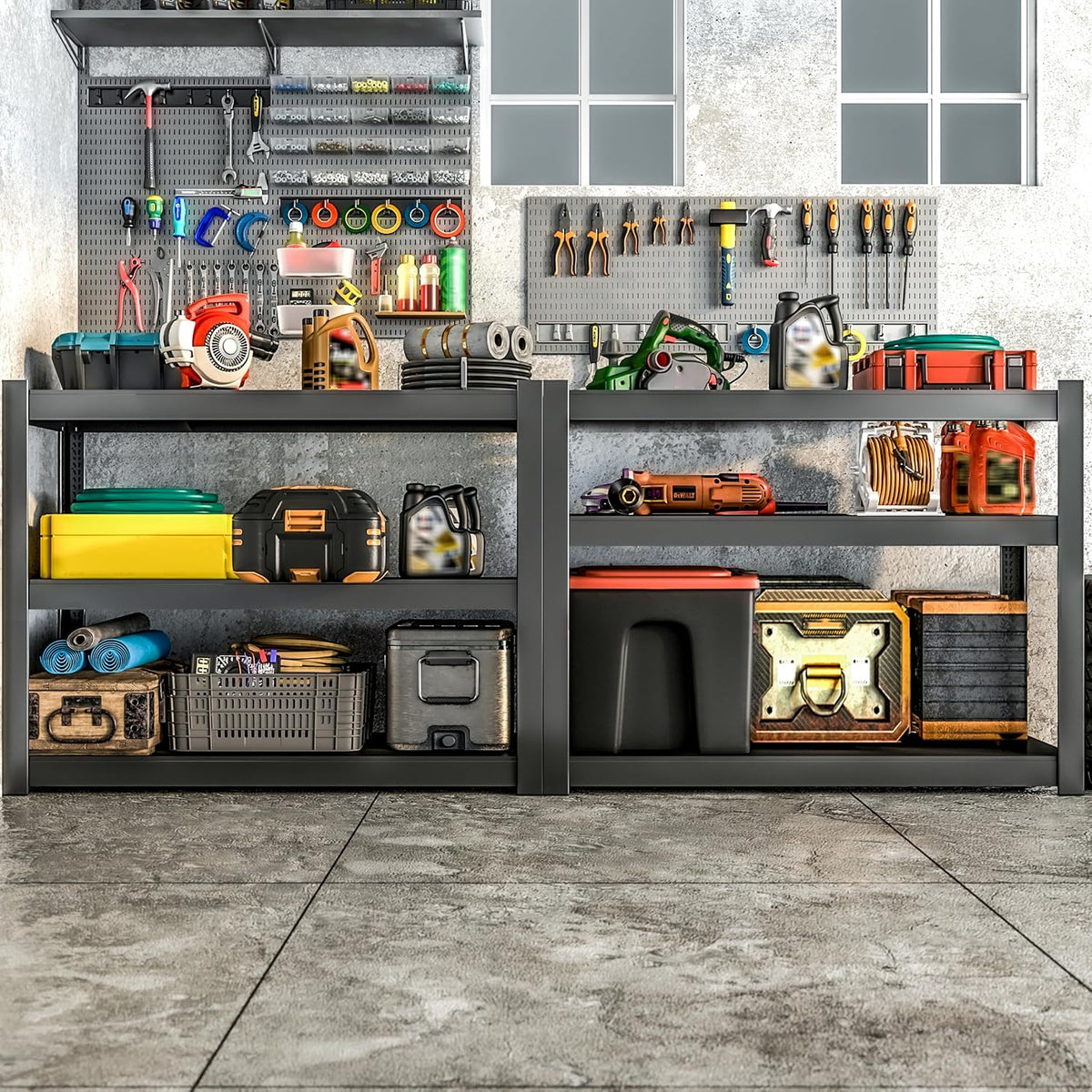 metal garage storage shelves heavy duty shelving unit shown in use