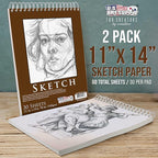 U.S. Art Supply 11”x14 Premium Heavy-Weight Paper Spiral Bound Sketch Book: 90 - Image 2