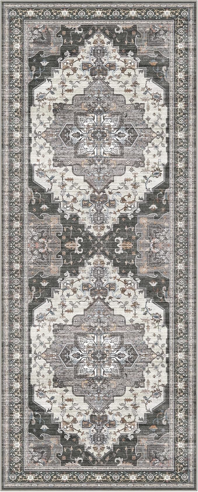 GENIMO 2X5 Hallway Runner Rug, Machine Washable Non Slip Vintage Floral - Image 7