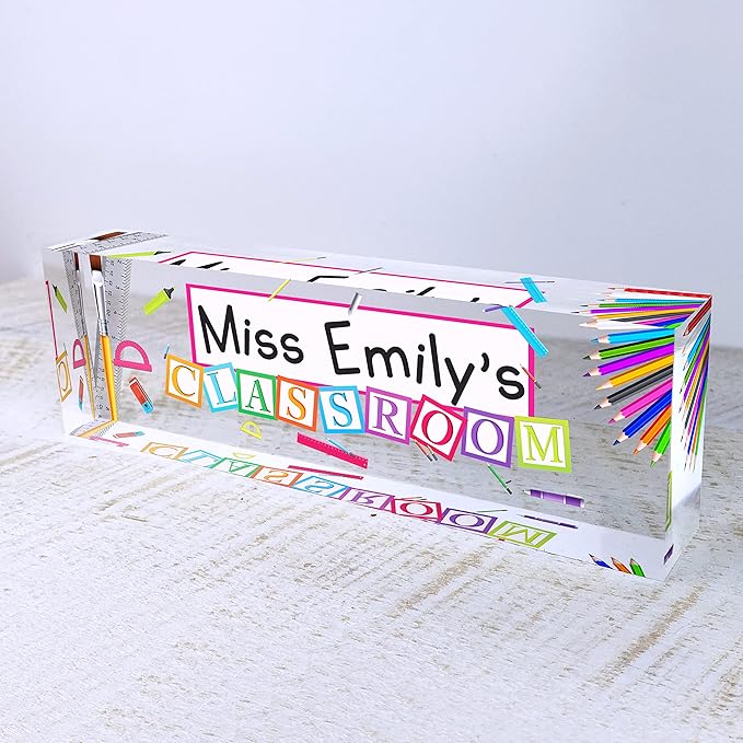 Artblox Acrylic Name Plate, Personalized Teacher Desk Sign, Modern Signage - Image 2