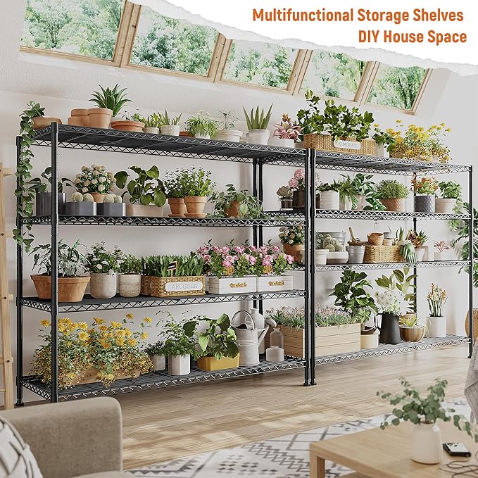 REIBII Storage Shelves 45.3''W Wire Shelving Unit 4 Tier Metal Shelves - Image 8