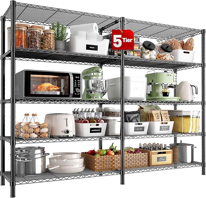 REIBII 5 Tier Wire Shelving Storage Shelves Loads 1430LBS by REIBII