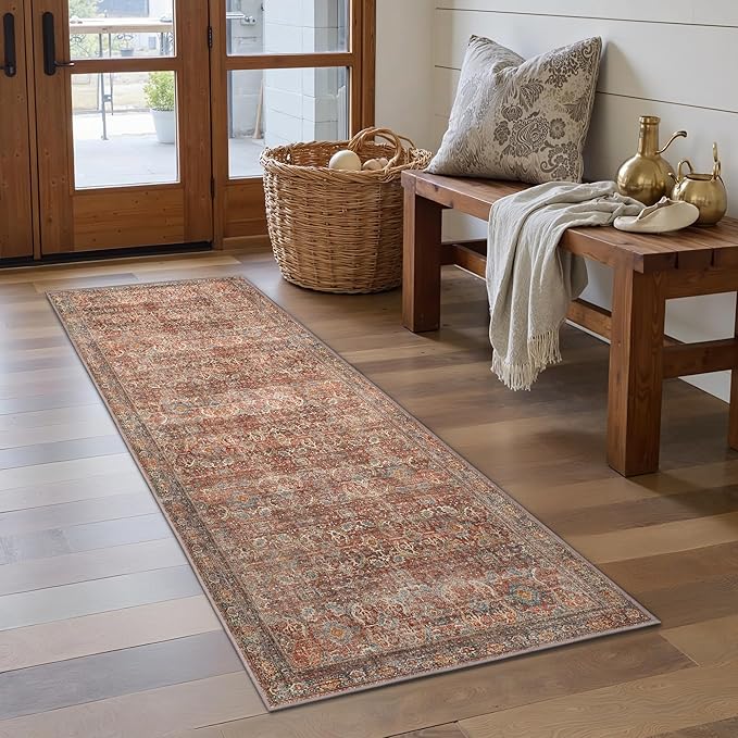 GENIMO 2x10 Runner Rugs for Hallway, Machine Washable Non Slip Vintage Rugs by GENIMO