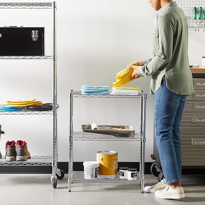 Amazon Basics 3-Shelf Adjustable Heavy Duty Steel Wire Rack Storage Shelving - Image 8