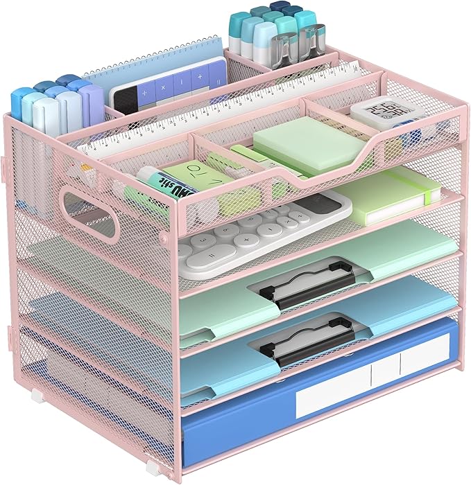 Docnest 5 Tier Mesh Desk Organizer- Letter Tray by DocNest