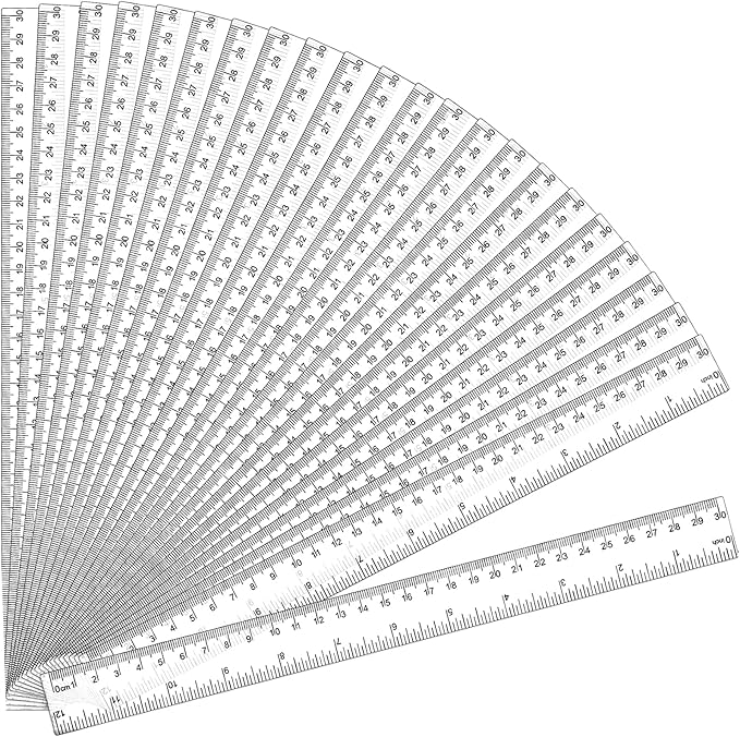 32 Pack Clear Plastic Ruler 12 Inch, Rulers Bulk by UranusNo1
