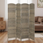 HOMCOM 4 Panel Room Divider, Hand-Woven Freestanding Wall Partition - Image 9