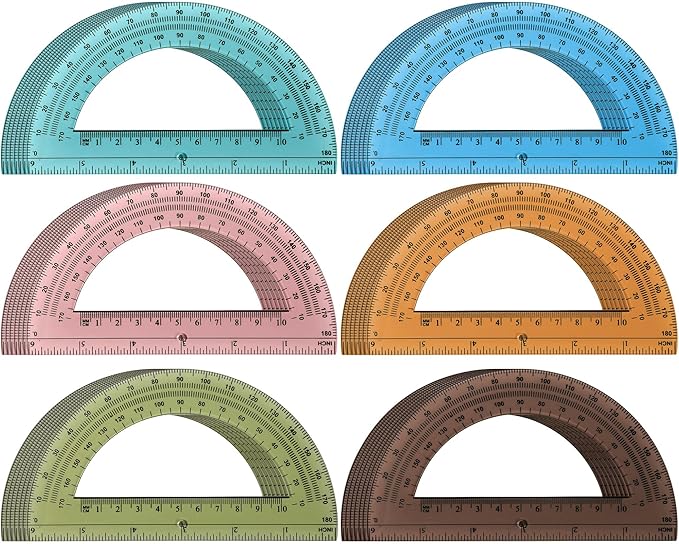 Sayglossy 36 Pcs of Colorful Plastic Protractors 180 Degrees 6 Inches by Sayglossy