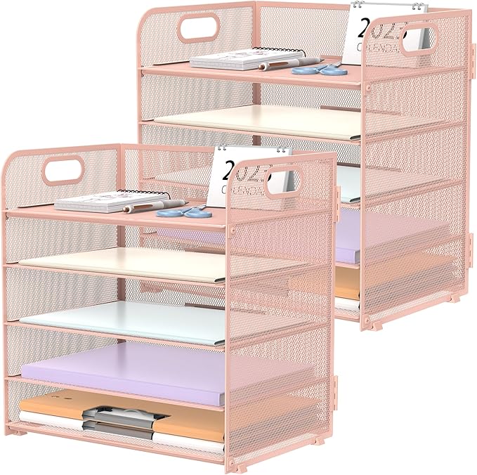 2 Pack 5-Tier Pink Desk Organizer by SUPEASY