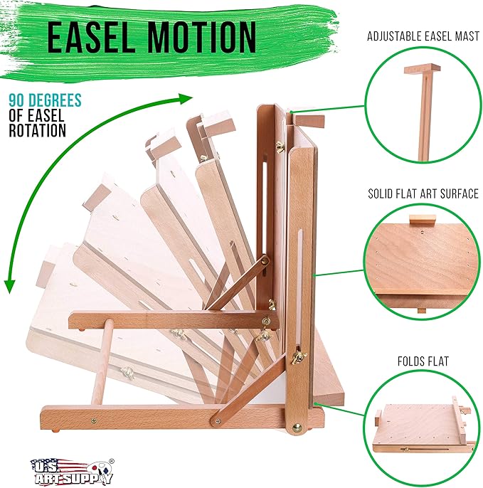 U.S. Art Supply Cancun Solid Wooden Tabletop Easel - Image 3