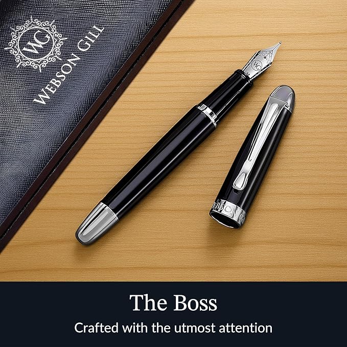 Webson Gill The Boss' Black Luxury Executive Fountain Pen, Polished Lacquer & - Image 2