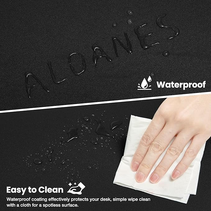ALOANES Black Waterproof Desk Mat, Large Mouse Pad - Image 4