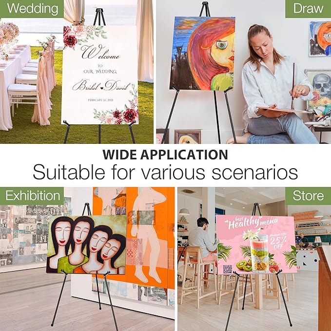 VAIIGO 63" Easel Stand for Wedding Sign Poster Display Easel Floor Adjustable - Image 9