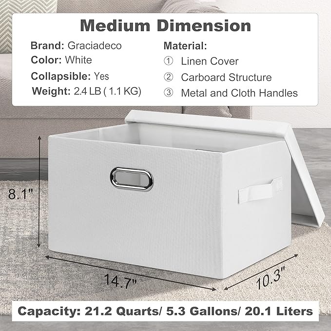 Graciadeco Medium 15" 21 Quart Collapsible Stackable Storage Bins - Image 2