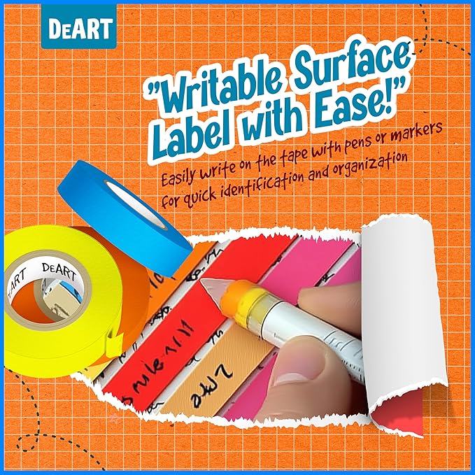 DEART 6 Pcs Colored Masking Tape, Extra Long 1008 Feet or 360 Feet x 1 Inch - Image 3