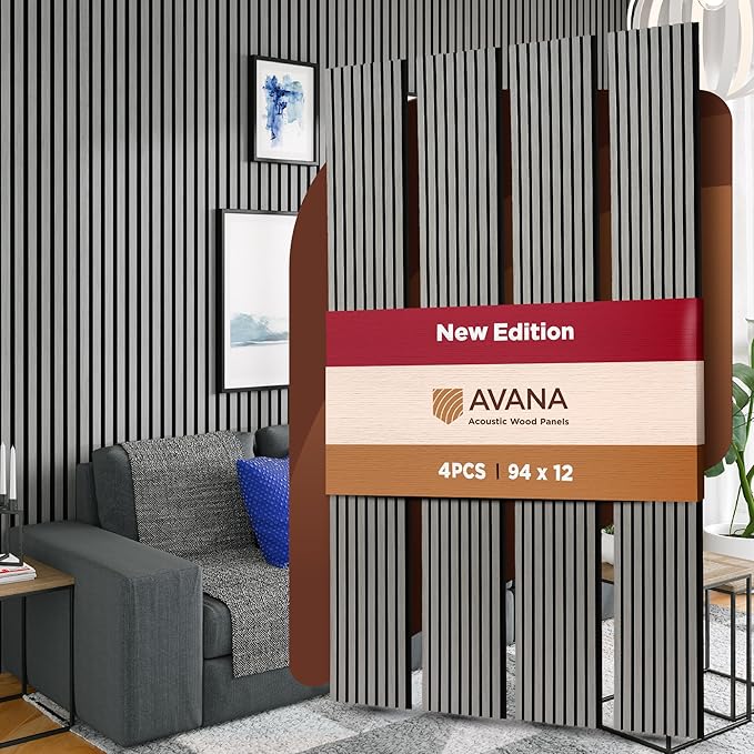 Avana Acoustic Wood Wall Panels – 94.4 x 12.6 Inch Gray Oak Acoustic Panels 4 by AvanaHome