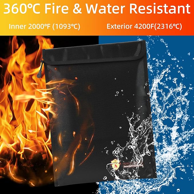 3 Pcs Fireproof Waterproof Document Bag, Fire and Water Resistant Safe Zipper - Image 4