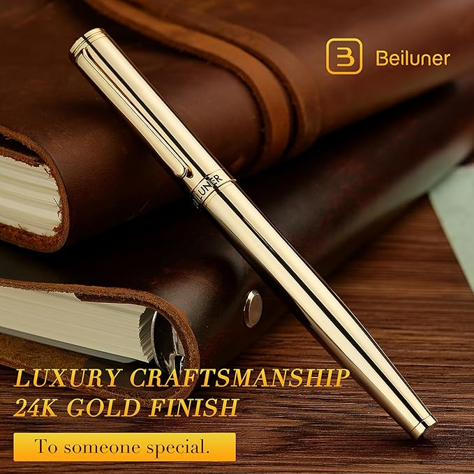 BEILUNER Gold Fountain Pen, Stunning Luxury Pens - Image 3