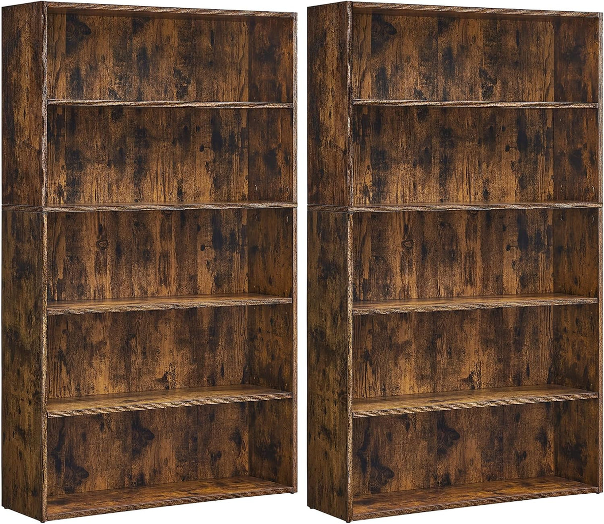 VASAGLE Set of 2 Bookshelves, 30 Inches Wide, 5-Tier Open Bookcases