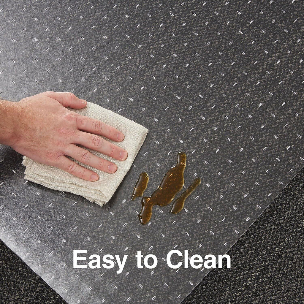 Staples Office Chair Mat, Clear Floor Mats, Flat-Pile Carpets, 60 x 46 Inch, Smooth Glide | Smooth-glide protection for desk chairs on flat-pile carpeted floors.