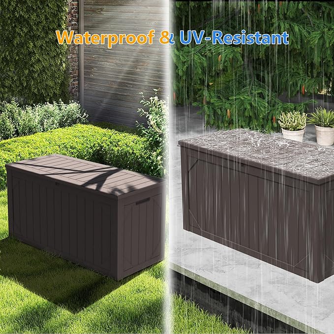 Decksplore 100 Gallon Outdoor Storage Box Waterproof, Lockable Resin Deck Box - Image 3