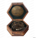 US HANDICRAFTS Vintage Brass Sundial Compass – Engraved Navigation Instrument - Image 2