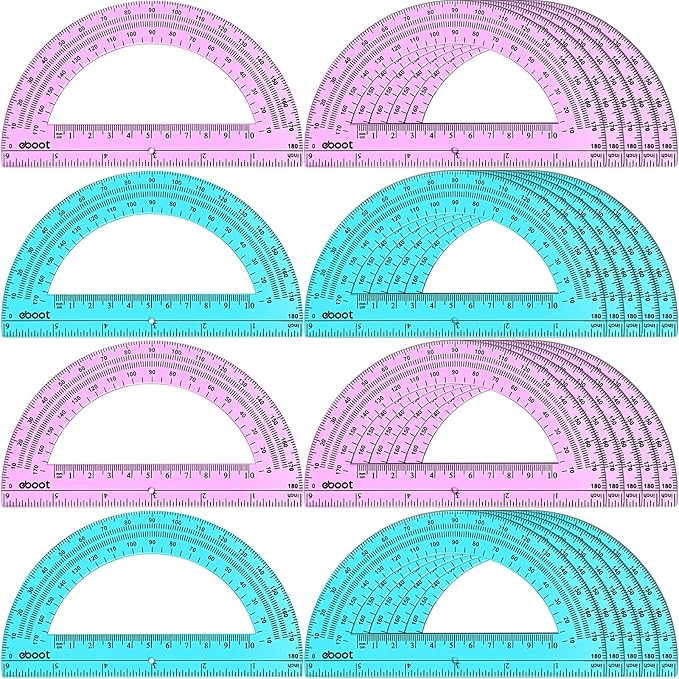 EBOOT 24 Pack Plastic Protractors Math Protractor 180 Degrees 6 Inch by eBoot