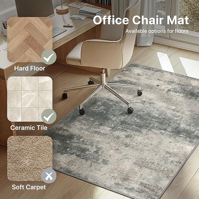 Office Chair Mat for Hardwood Tile Floor, Abstract 36"X 48" Desk Mats for - Image 3