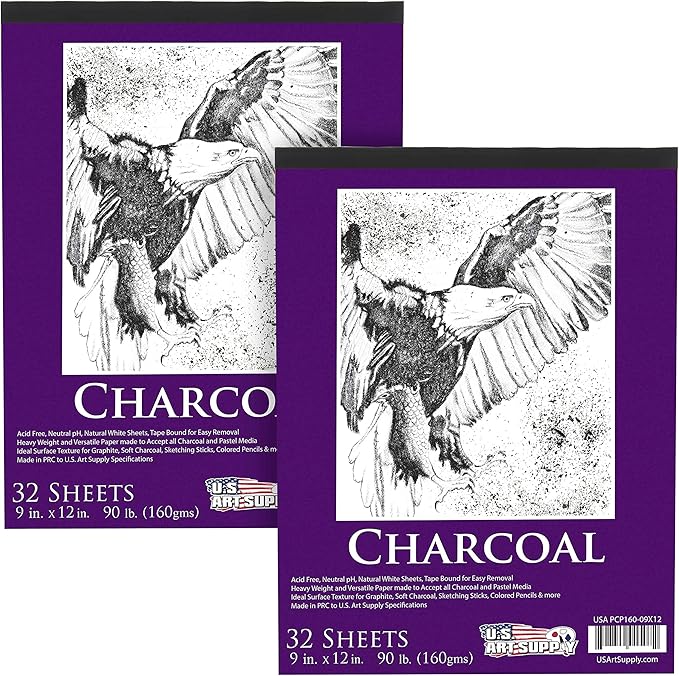 U.S. Art Supply 9" x 12" Premium Heavy-Weight Charcoal Sketchbook - 90lb Sketch by USArtSupply