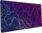 Blue Purple Desk Pad Topographic Map Desk Mat XXL Large Extended Gaming Mouse by LuckyCow