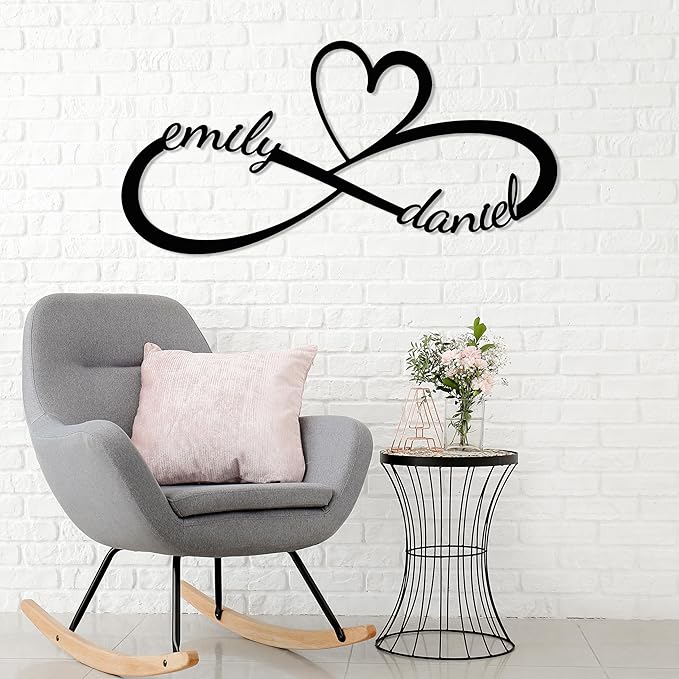 Personalized Valentines Day Metal Wall Sign, Custom Infinity Heart Love Couple - Image 8