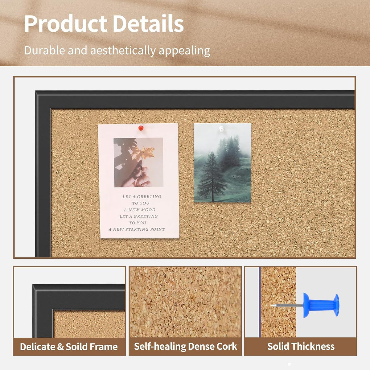 ORIENTOOLS 18x24 Cork Board, Wooden Frame, Hanging Pin for Office School