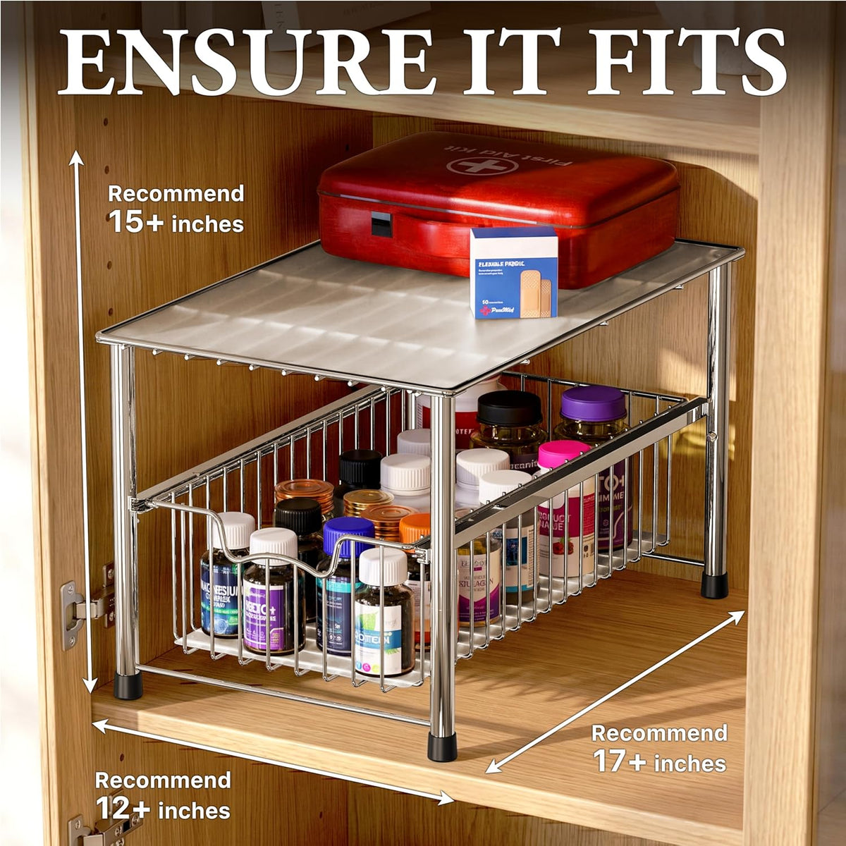 Simple Houseware Chrome Metal Stackable Storage Rack, 16.75 in L x 10.8 in W ...