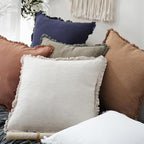 Foindtower Set of 2 Decorative Linen Fringe Throw Pillow Covers Cozy Boho - Image 5