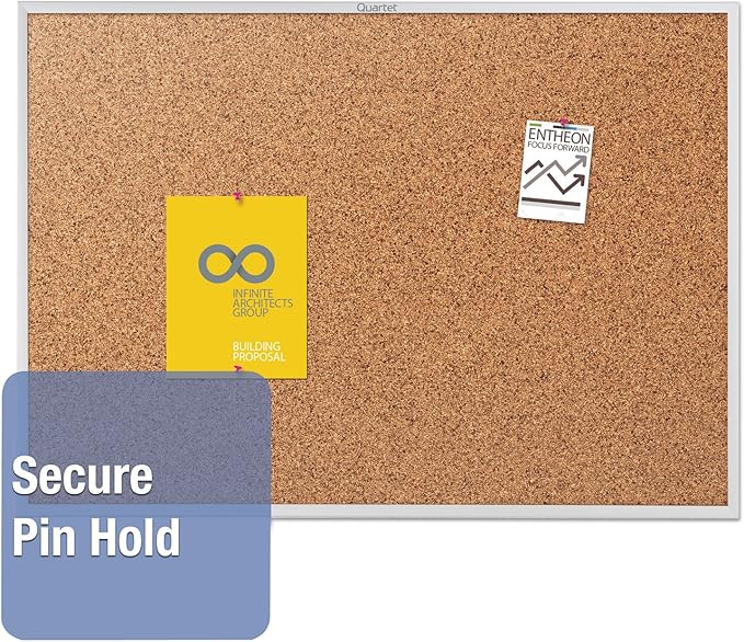 Quartet Cork Board, Bulletin Board, Aluminum Frame - Image 2