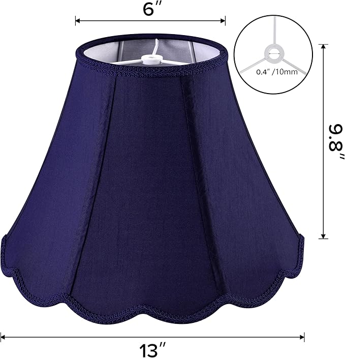 GOSO Medium Blue Scalloped Lamp Shade Set of 2, Replacement Braids - Image 2