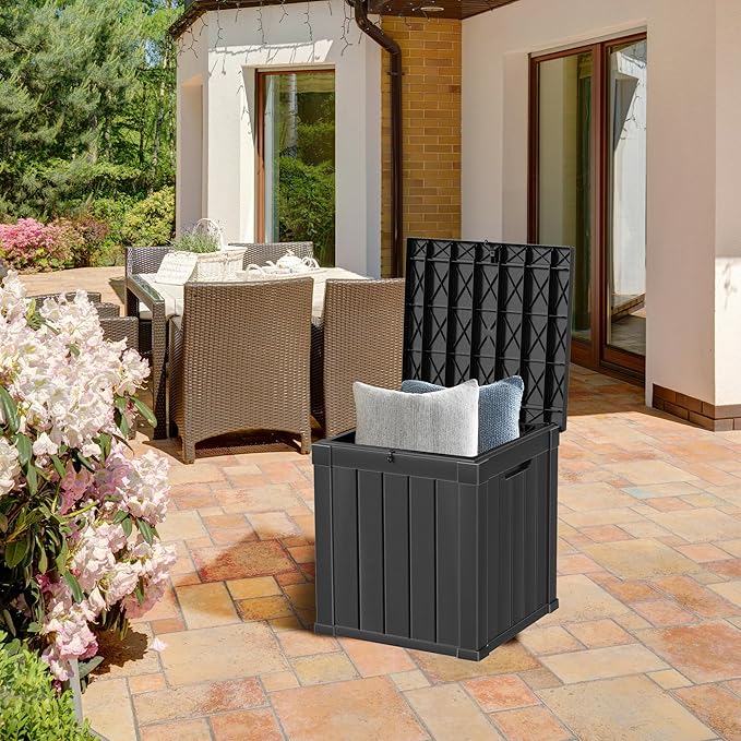 PATIOEASY 50GAL Deck Box Black, Waterproof Resin Outdoor Storage - Image 6