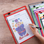 30 Pack Oversized Dry Erase Pockets Sleeves Reusable Ticket Holders, Clear Plastic Sheet Page Protectors, Heavy Duty Work Pockets School Teacher Classroom Office Organization Supplies, 10 Color