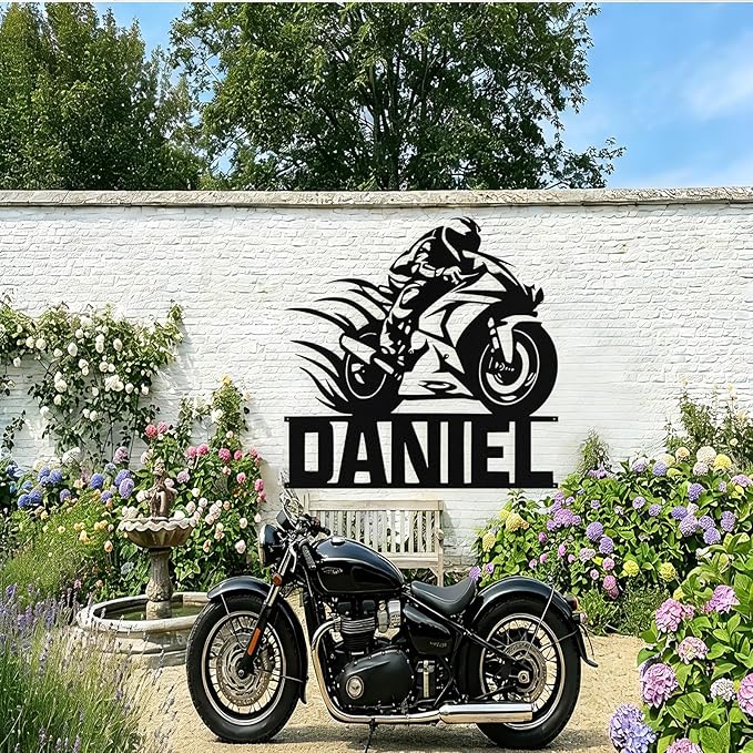Custom Motorcycle Metal Signs Personalized Dirt Biker Name Sign Custom Garage - Image 5