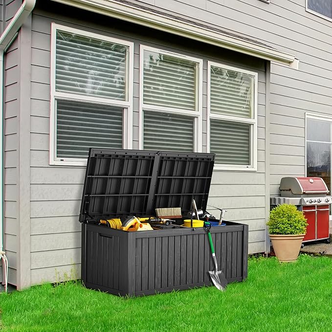 TARKARI 180 Gallon Lockable Resin Deck Box, Waterproof & UV-Resistant Outdoor - Image 3