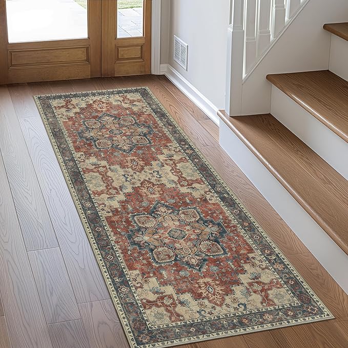 GENIMO 2x5 Runner Rugs for Hallway, Machine Washable Non Slip Vintage Rugs by GENIMO