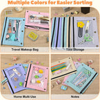 Lanpn Pencil Pouch for 3 Ring Binder 6 Pack, Pastel Binder Pen Bags with Zipper, Aesthetic 3 Holes Pencil Pouches Organizer for Boy Girl Kids School Student, Reinforced Grommets & Clear Window